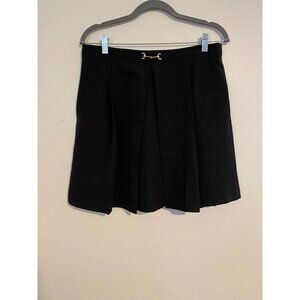 Ellison Black Pleated Skirt With Gold Hardware Accent Size L